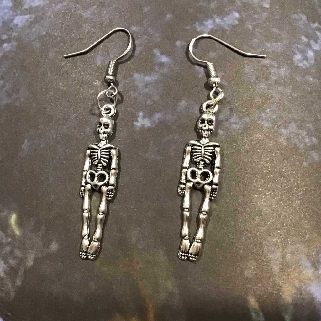 925 Silver Skeleton Earrings Halloween Wedding